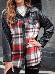 Plaid Button Up Dropped Shoulder Jacket - Flyclothing LLC