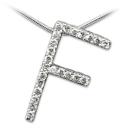 Alamode Rhodium Brass Pendant with AAA Grade CZ in Clear - Flyclothing LLC