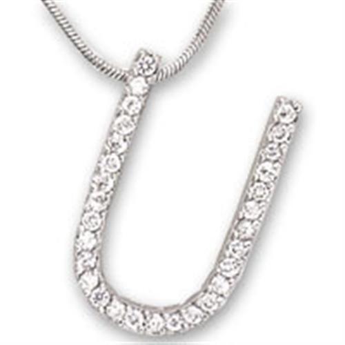 Alamode Rhodium Brass Pendant with AAA Grade CZ in Clear - Flyclothing LLC