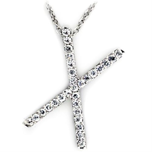 Alamode Rhodium Brass Pendant with AAA Grade CZ in Clear - Flyclothing LLC