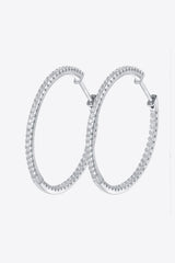 Inlaid Moissanite 925 Sterling Silver Hoop Earrings - Flyclothing LLC