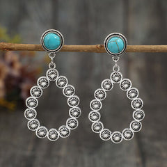 Artificial Turquoise Teardrop Earrings - Trendsi