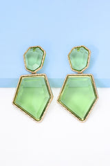 Geometrical Shape Zinc Alloy Frame Resin Dangle Earrings - Flyclothing LLC