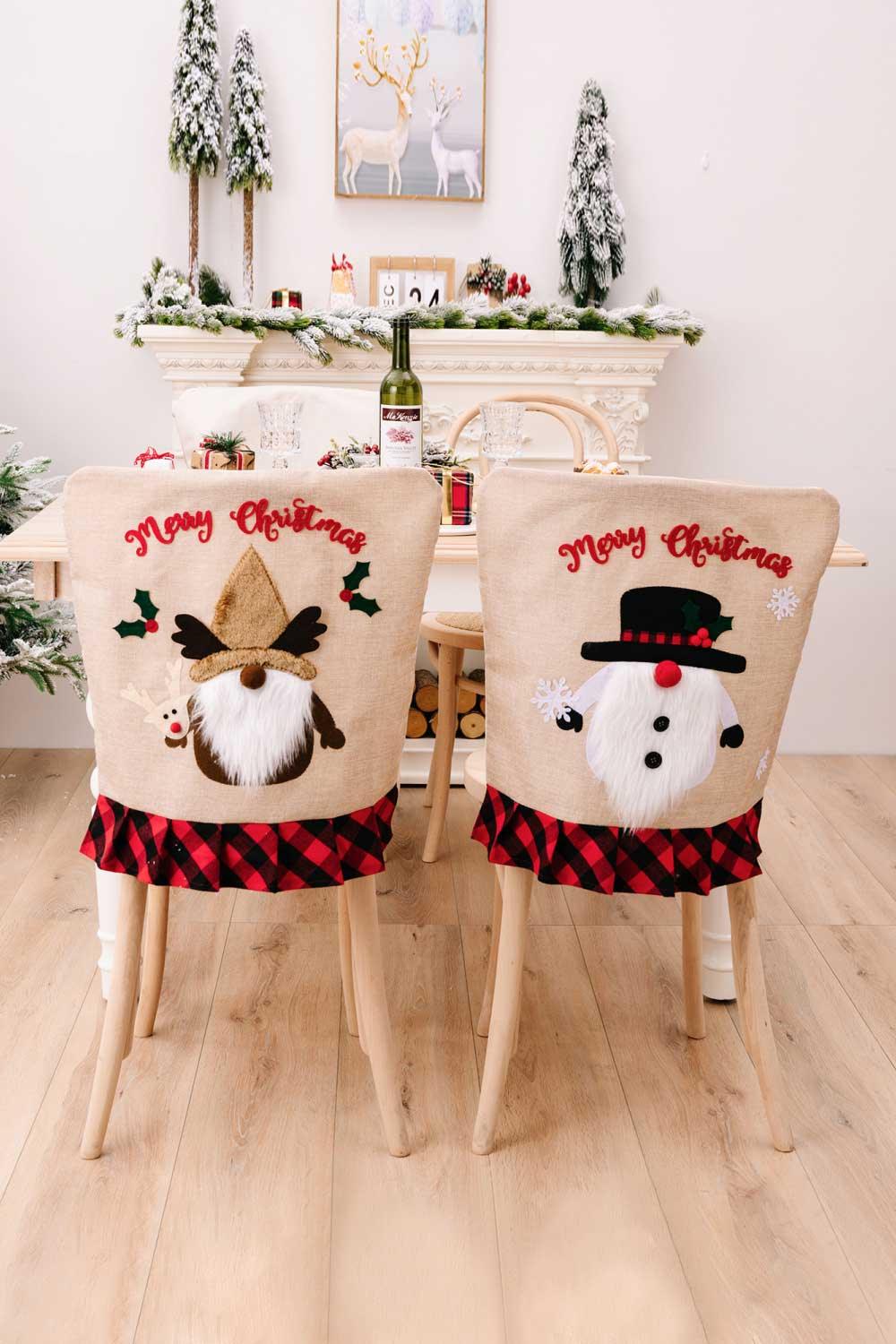 3-Pack Plaid Christmas Gnome Chair Covers - Flyclothing LLC