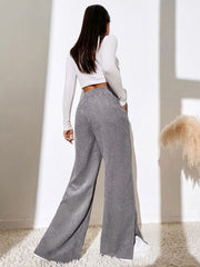 Slit Pocketed High Waist Wide Leg Pants - Flyclothing LLC