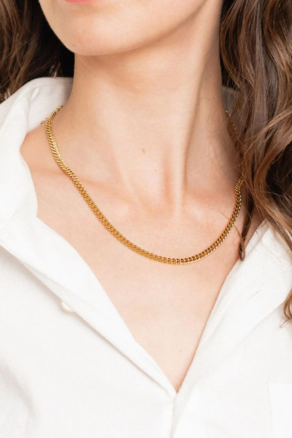 Curb Chain Necklace, Gold plated