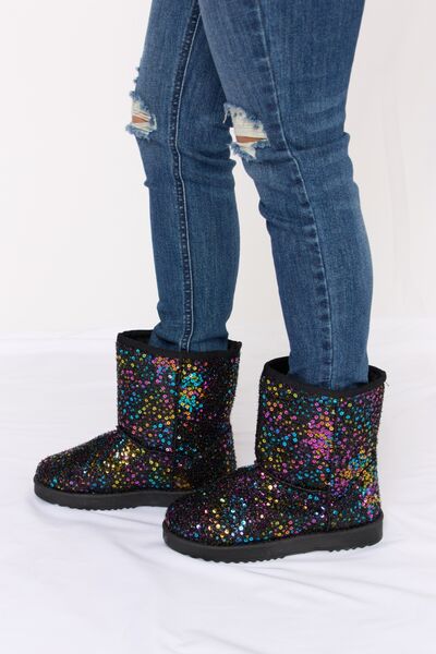 Forever Link Sequin Thermal Flat Boots - Flyclothing LLC