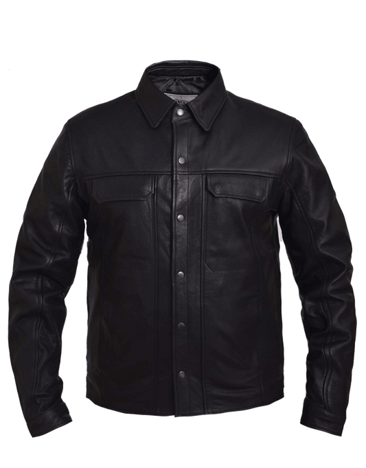 Unik International Mens Premium Leather Shirt Jacket