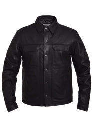 Unik International Mens Premium Leather Shirt Jacket