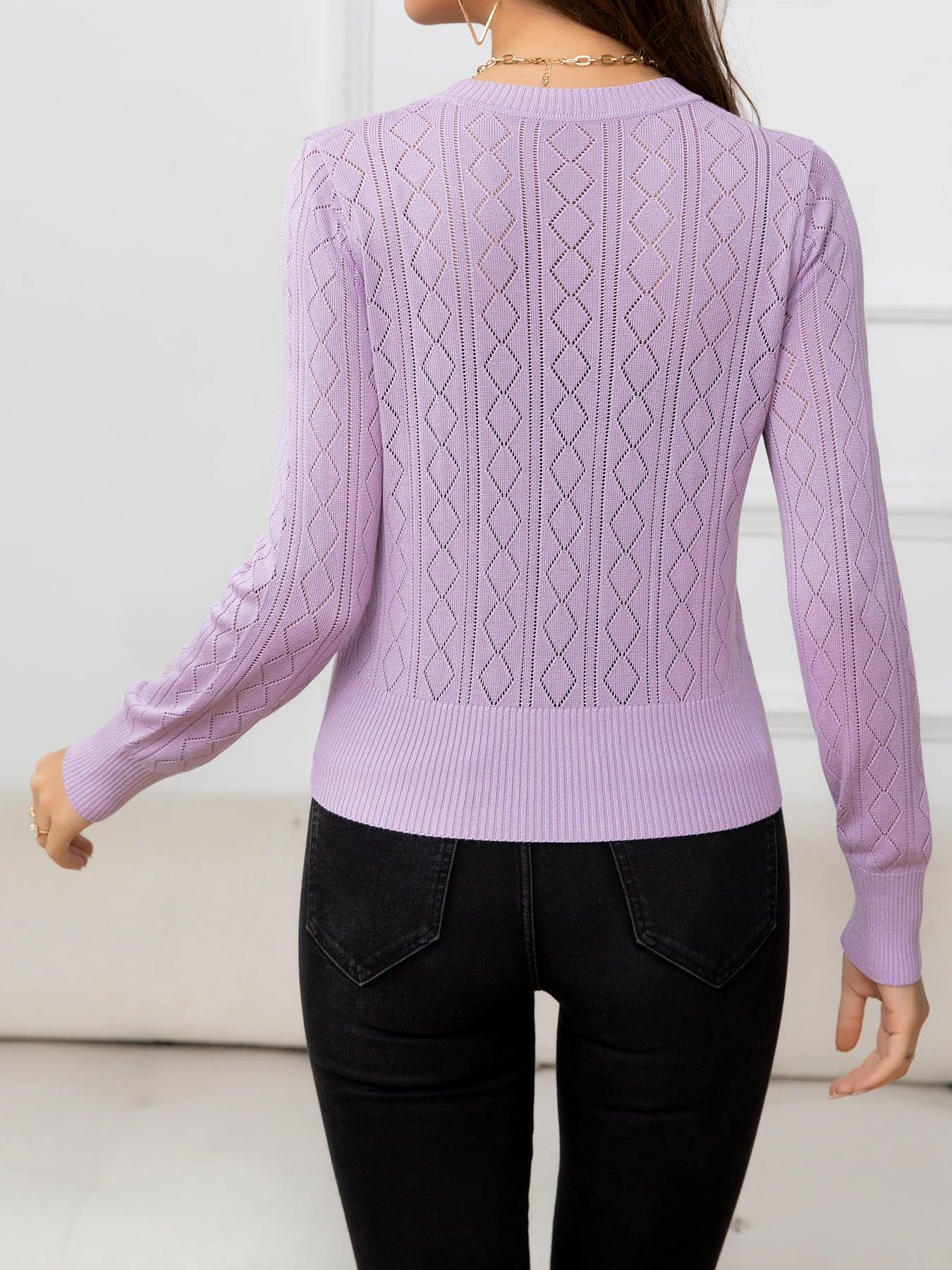 V-Neck Buttoned Long Sleeve Knit Top - Flyclothing LLC