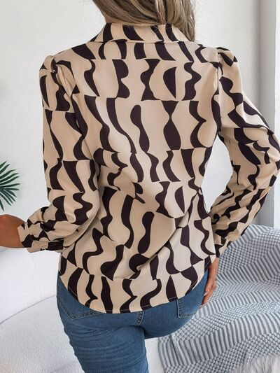 Printed Button Up Long Sleeve Shirt - Flyclothing LLC