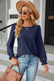 Round Neck Flounce Sleeve Blouse - Trendsi