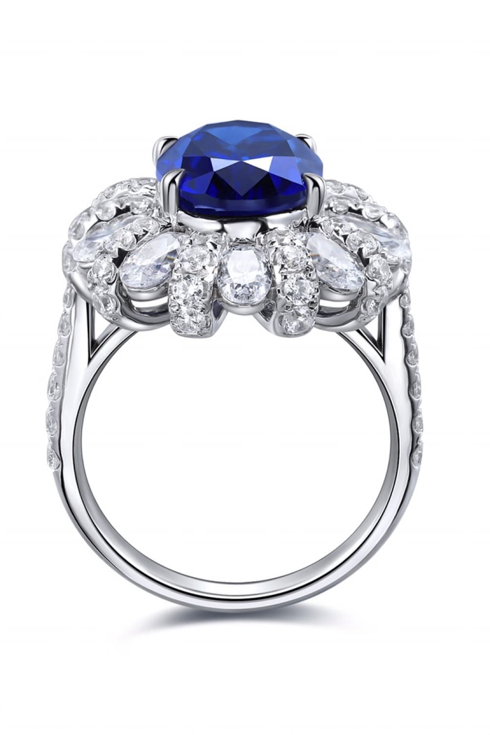 Lab-Grown Sapphire Flower Shape Ring - Flyclothing LLC