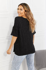 BOMBOM At The Fair Animal Textured Top in Black - Trendsi