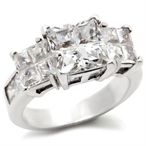 Alamode High-Polished 925 Sterling Silver Ring with AAA Grade CZ in Clear - Alamode