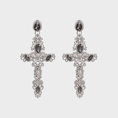 Rhinestone Alloy Cross Earrings - Flyclothing LLC