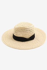 Fame Wide Brim Straw Weave Sun Hat - Flyclothing LLC