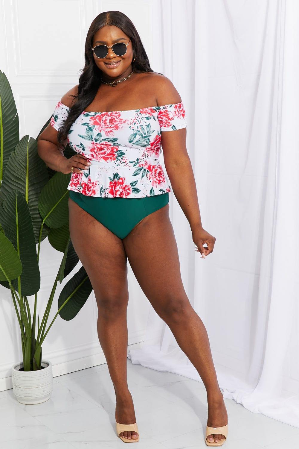 Off the shoulder on sale plus size tankini