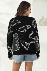 Dinosaur Print Pullover Sweater - Flyclothing LLC