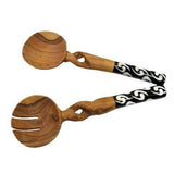 11-Inch Olive Wood Salad Serving Set with Twisted Handles - Jedando Handicrafts - Jedando Handicrafts