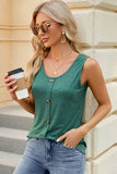 Decorative Button Round Neck Tank - Flyclothing LLC