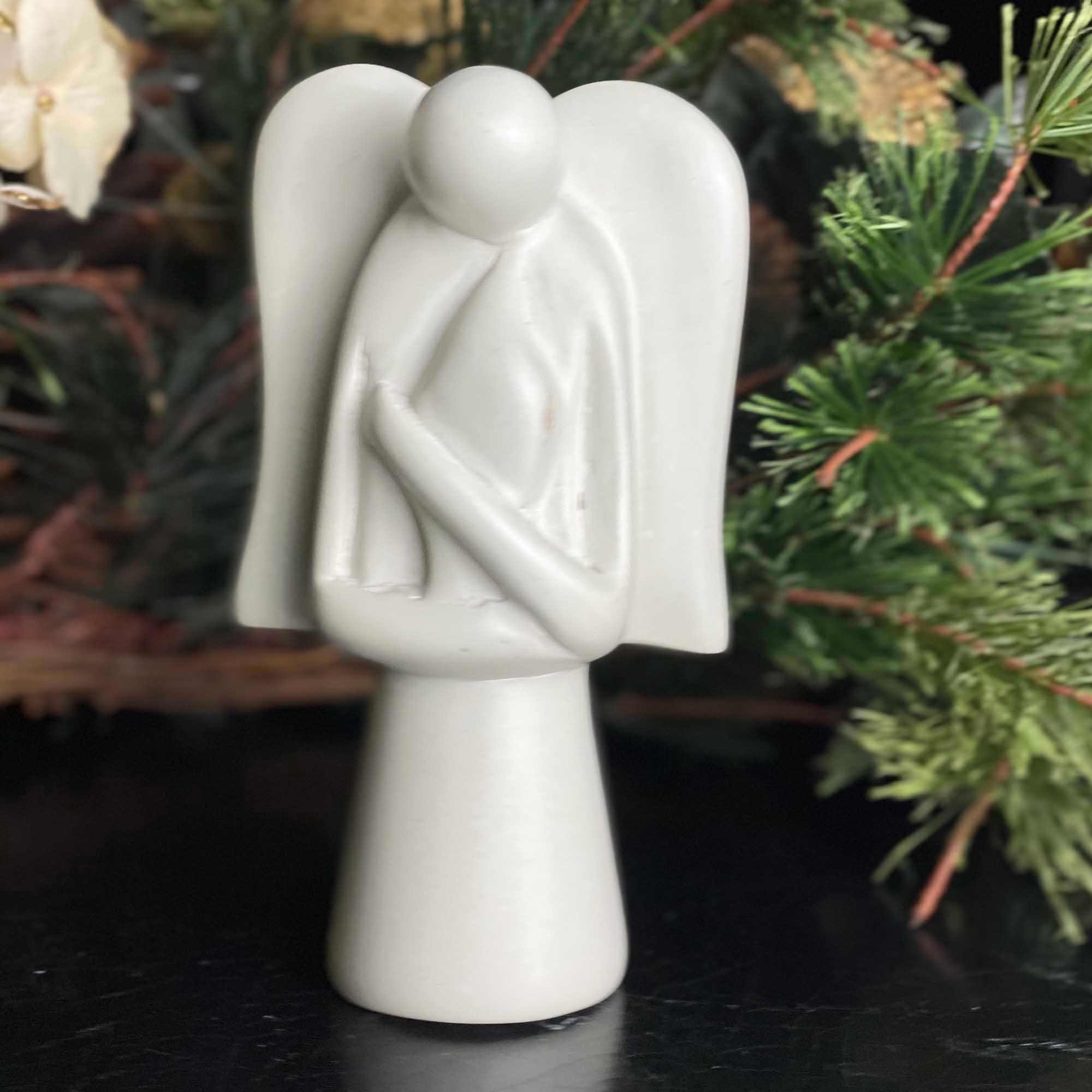 Angel Soapstone Sculpture with Eternal Light - Flyclothing LLC