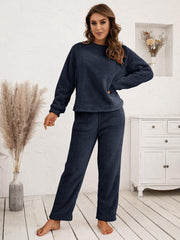 Teddy Long Sleeve Top and Pants Lounge Set - Flyclothing LLC