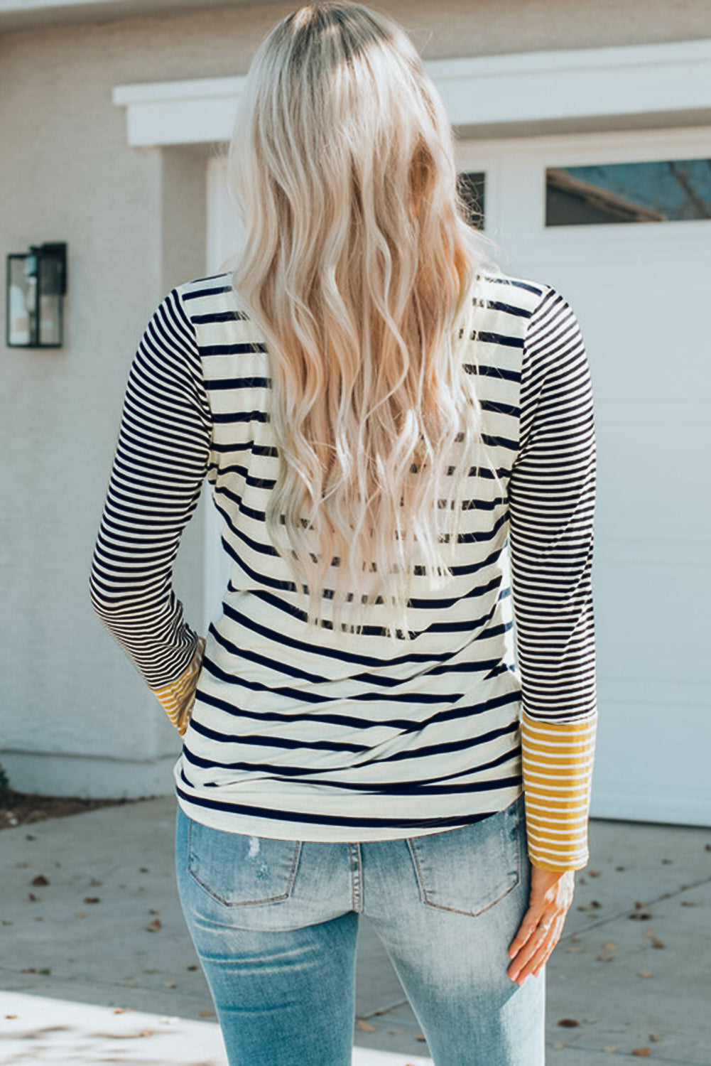 Striped Buttoned Long Sleeve Top - Flyclothing LLC