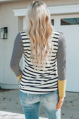 Striped Buttoned Long Sleeve Top - Flyclothing LLC