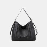 Textured PU Leather Tote Bag - Flyclothing LLC