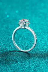 1 Carat Moissanite 925 Sterling Silver Halo Ring - Flyclothing LLC