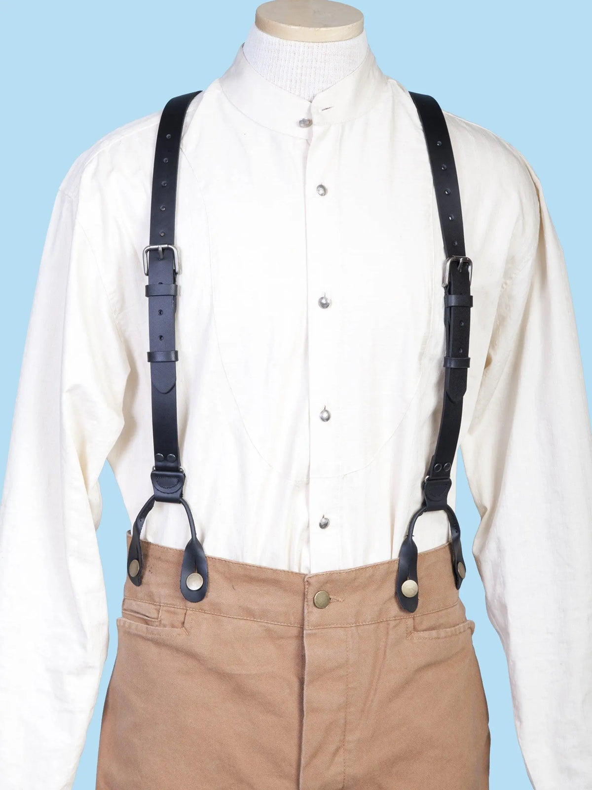 Scully Great Black leather suspenders - Flyclothing LLC