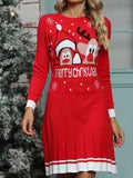 MERRY CHRISTMAS Graphic Pleated Sweater Dress - Flyclothing LLC