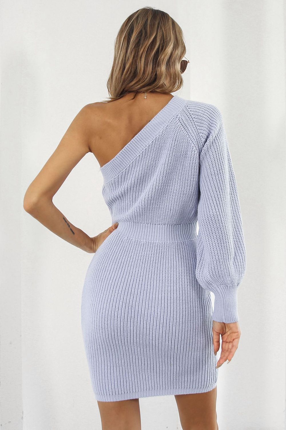One Shoulder Raglan Sleeve Pencil Sweater Dress – Flyclothing LLC