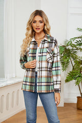 Collared Plaid Shacket - Flyclothing LLC