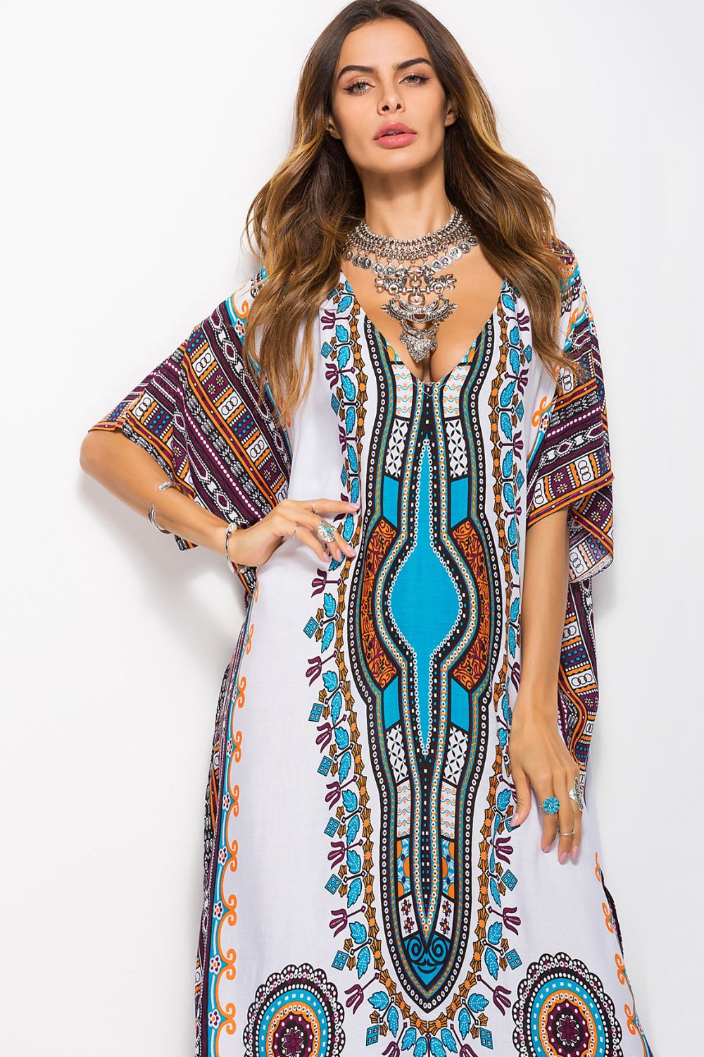 Floral Deep V Dolman Sleeve Split Maxi Dress – Flyclothing LLC