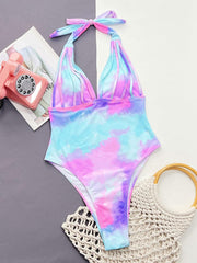 Tie-Dye Halter Neck One-Piece Swimsuit - Flyclothing LLC