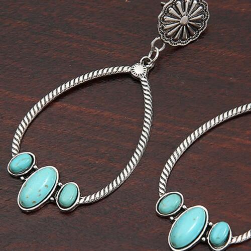 Artificial Turquoise Teardrop Earrings - Flyclothing LLC