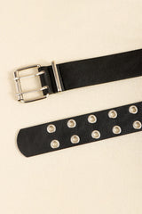 PU Leather Two Row Eyelet Belt - Trendsi