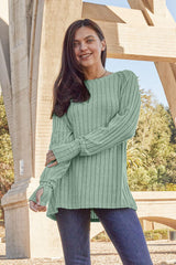 Basic Bae Full Size Ribbed Round Neck Long Sleeve Knit Top - Flyclothing LLC