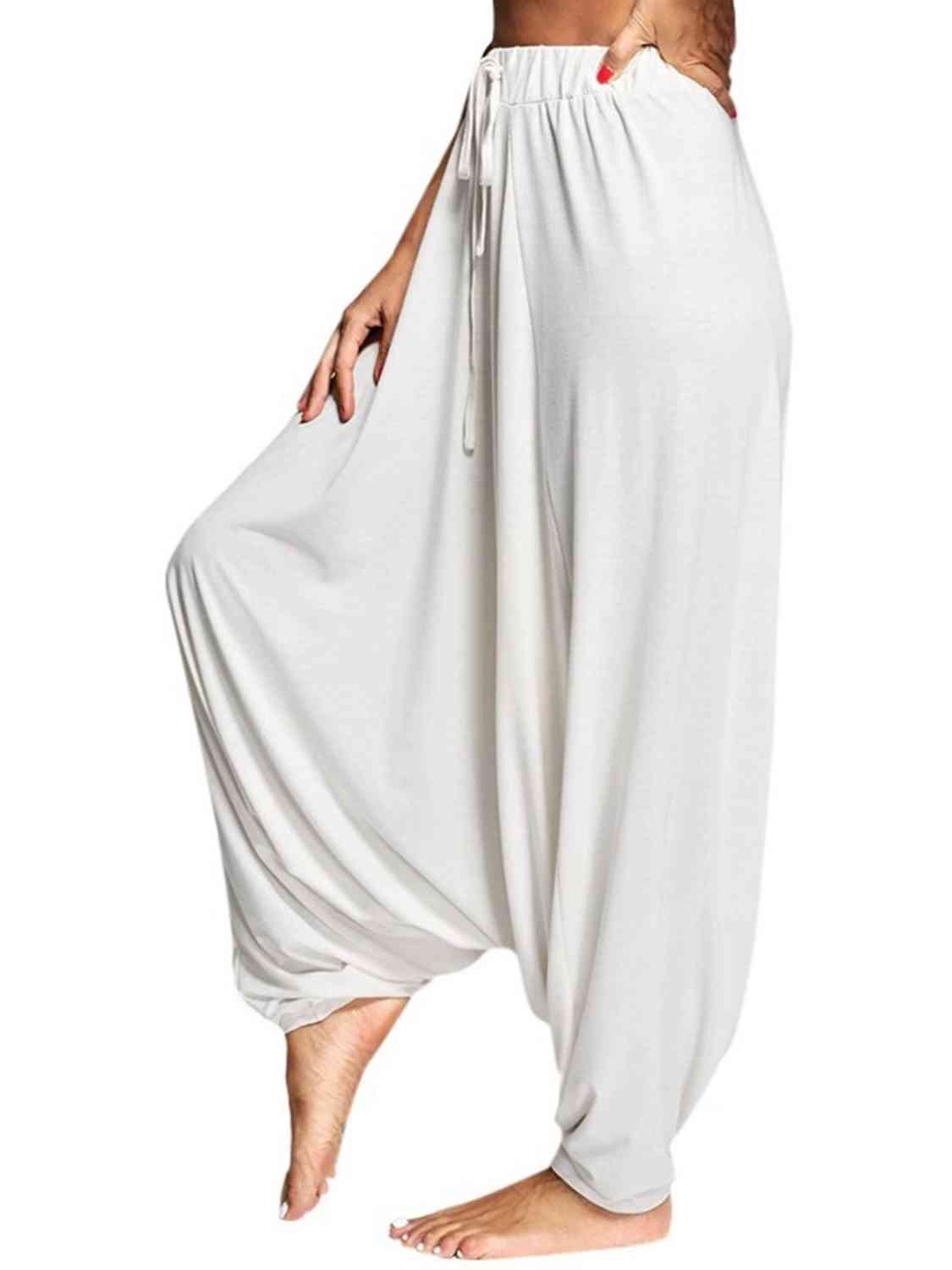 Tied Mid Waist Long Harem Pants - Flyclothing LLC