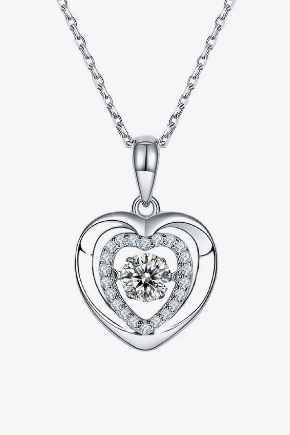 Moissanite Heart Pendant Necklace - Flyclothing LLC