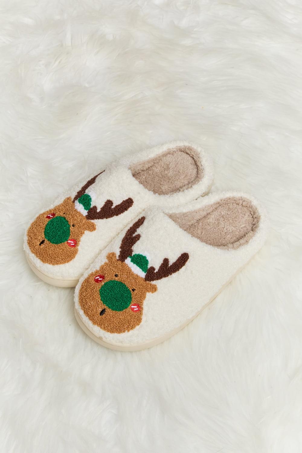 Melody Rudolph Print Plush Slide Slippers - Flyclothing LLC