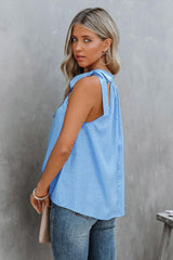 Printed Tied Grecian Neck Tank - Flyclothing LLC