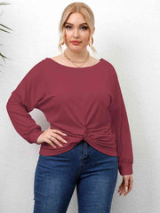 Plus Size Twisted Drop Shoulder T-Shirt - Flyclothing LLC