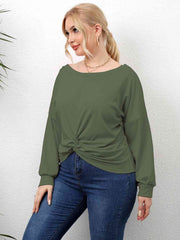 Plus Size Twisted Drop Shoulder T-Shirt - Flyclothing LLC