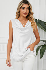 Ruched Cowl Neck Tank - Flyclothing LLC