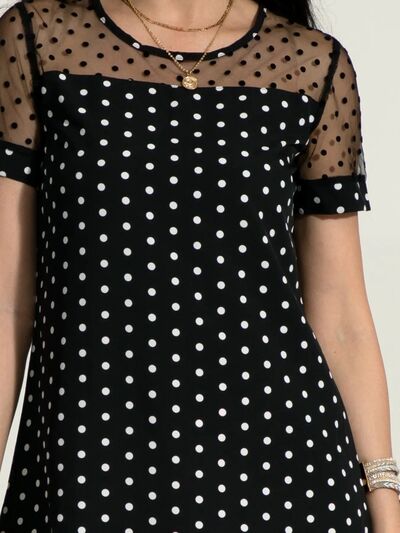 Polka Dot Short Sleeve Mini Dress - Flyclothing LLC