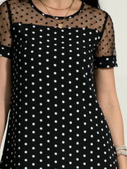 Polka Dot Short Sleeve Mini Dress - Flyclothing LLC