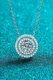 Moissanite Round Pendant Rhodium-Plated Necklace - Flyclothing LLC